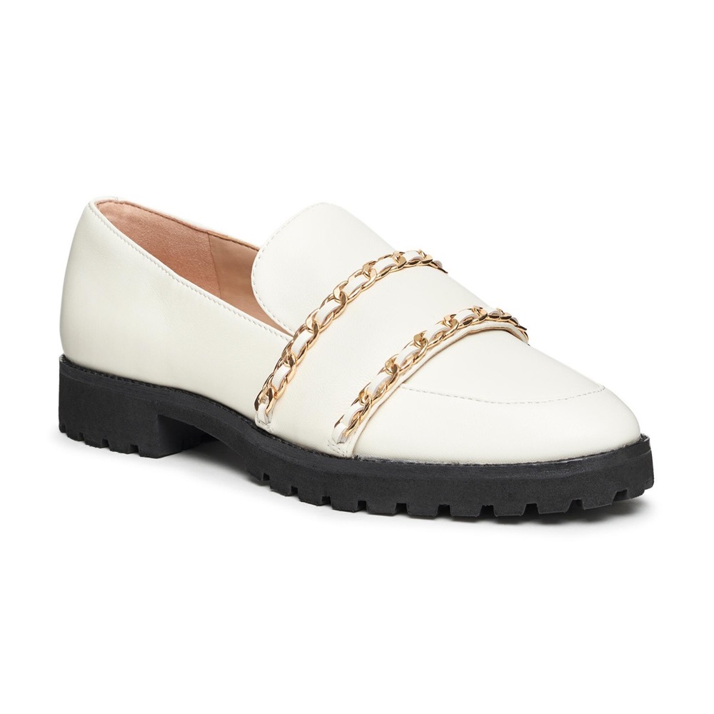 Karl Lagerfeld white cream leather chain flats 7.5